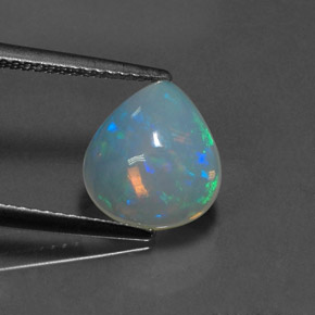 Opale naturale multicolore da 2,00 ct, taglio a pera, trasparente