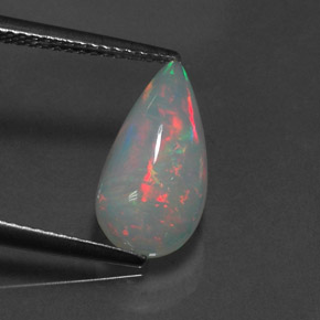 Opale naturale multicolore da 2,18 ct, taglio a pera, trasparente