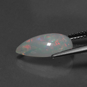 Opale naturale multicolore da 2,18 ct, taglio a pera, trasparente