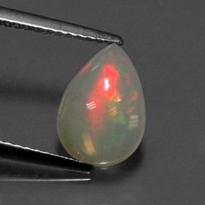 Opale naturale multicolore da 1,80 ct, taglio a pera, trasparente