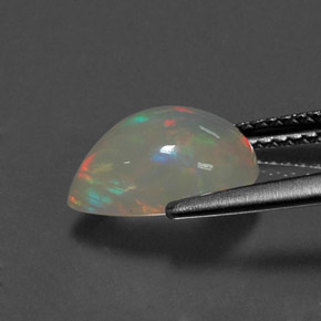 Opale naturale multicolore da 1,80 ct, taglio a pera, trasparente