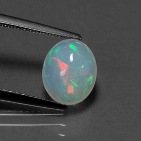 Opale naturale multicolore da 1,29 ct, taglio ovale, trasparente