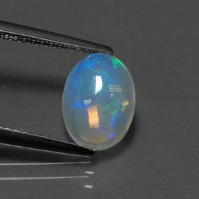 Opale naturale multicolore da 1,44 ct, taglio ovale, trasparente