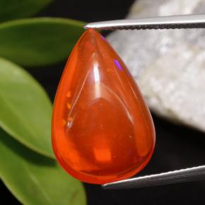 Opale naturale arancione da 9,93 ct, taglio a pera, trasparente