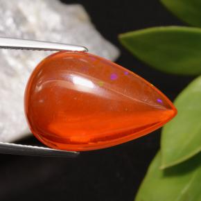 Opale naturale arancione da 9,93 ct, taglio a pera, trasparente