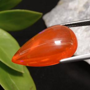 Opale naturale arancione da 9,93 ct, taglio a pera, trasparente
