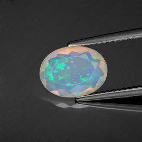 Opale naturale multicolore da 1,22 ct, taglio ovale, trasparente