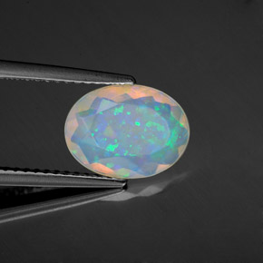 Opale naturale multicolore da 1,22 ct, taglio ovale, trasparente