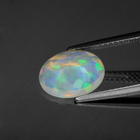 Opale naturale multicolore da 1,22 ct, taglio ovale, trasparente