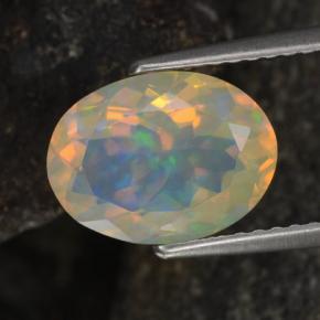 Opale naturale giallo da 1,86 ct, taglio ovale, trasparente