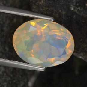 Opale naturale giallo da 1,86 ct, taglio ovale, trasparente