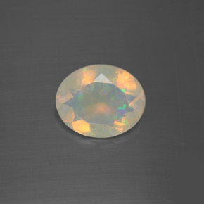 Opale naturale multicolore da 1,60 ct, taglio ovale, trasparente