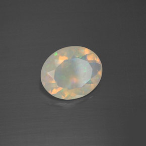 Opale naturale multicolore da 1,60 ct, taglio ovale, trasparente