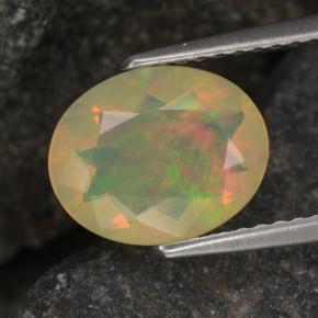 Opale naturale multicolore da 1,24 ct, taglio ovale, trasparente