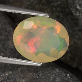 Opale naturale multicolore da 1,24 ct, taglio ovale, trasparente
