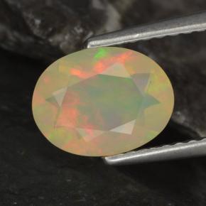Opale naturale multicolore da 0,96 ct, taglio ovale, trasparente