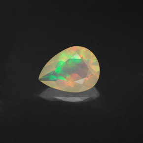 Opale naturale multicolore da 0,92 ct, taglio a pera, trasparente