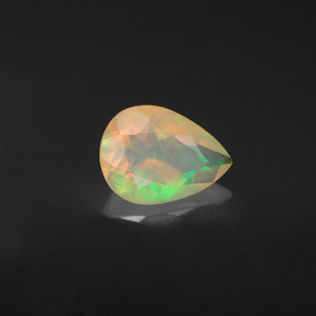 Opale naturale multicolore da 0,92 ct, taglio a pera, trasparente