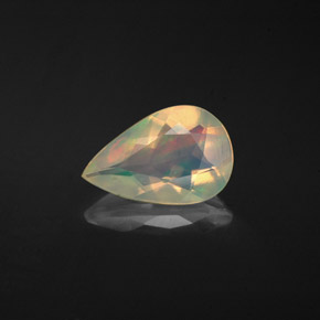 Opale naturale multicolore da 0,87 ct, taglio a pera, trasparente