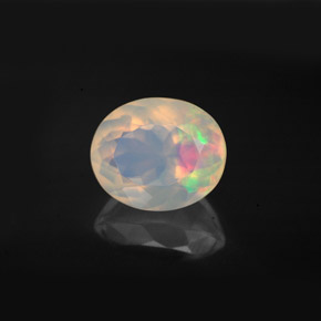 Opale naturale multicolore da 2,58 ct, taglio ovale, trasparente