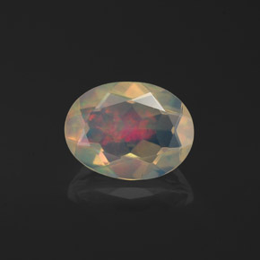 Opale naturale multicolore da 1,06 ct, taglio ovale, trasparente