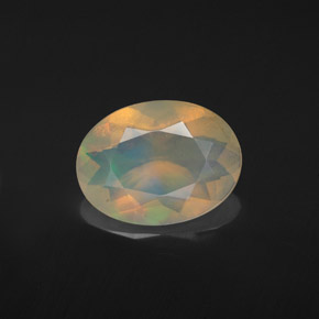 Opale naturale multicolore da 1,53 ct, taglio ovale, trasparente