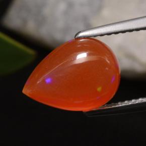 Opale Rosso Arancio Intenso naturale da 1.97 ct, Forma a pera, Traslucido