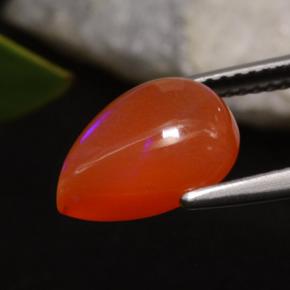 Opale Rosso Arancio Intenso naturale da 1.97 ct, Forma a pera, Traslucido
