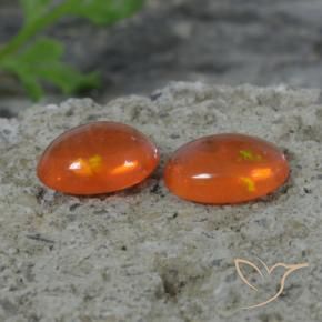 Gemme di Opale Arancio scuro rossastro naturale da 1.41 ct, Ovale, Trasparente