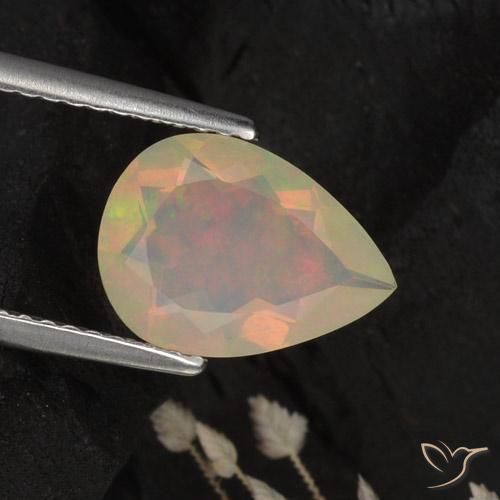 1.42ct Naturale Multicolore Opale, Forma a pera, Traslucido