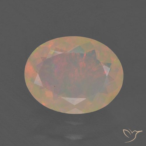 1.37ct Naturale Multicolore Opale, Ovale, Traslucido