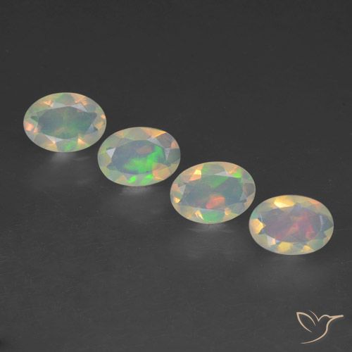1.51ctw Naturale Multicolore Opale, Ovale, Trasparente