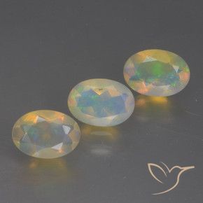 Gemme di Opale Multicolore naturale da 1.30 ct, Ovale, Trasparente