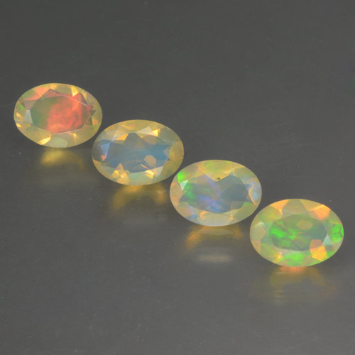 Gemme di Opale Multicolore naturale da 1.60 ct, Taglio ovale, Trasparente