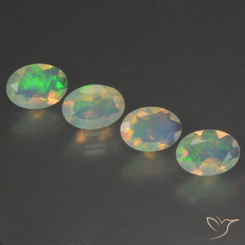 1.54ctw Naturale Multicolore Opale, Ovale, Trasparente