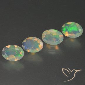 Gemme di Opale Multicolore naturale da 1.54 ct, Ovale, Trasparente