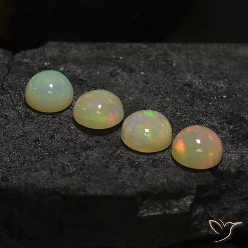 Gemme di Opale Multicolore naturale da 5.72 ct, Rotondo, Traslucido