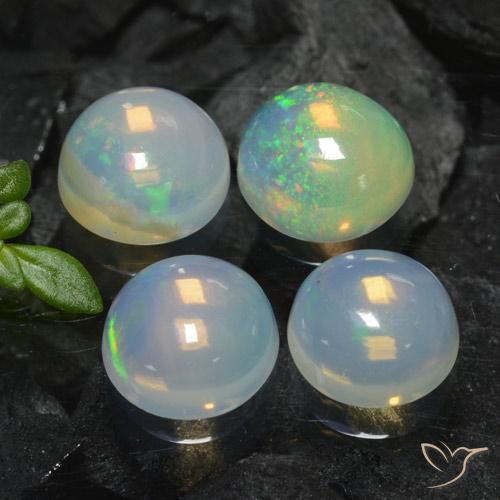 Gemme di Opale Multicolore naturale da 3.43 ct, Rotondo, Trasparente