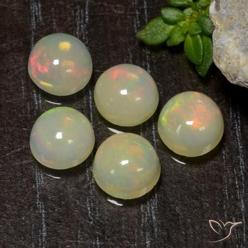 3.19ctw Naturale Multicolore Opale, Rotondo, Trasparente