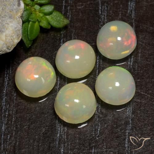 Gemme di Opale Multicolore naturale da 3.19 ct, Rotondo, Trasparente