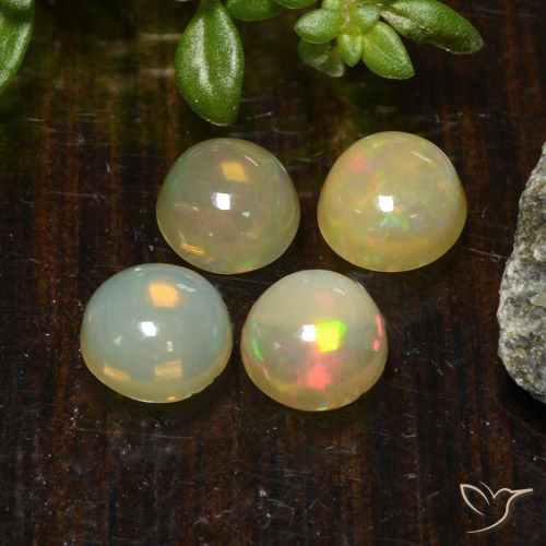 1.45ctw Naturale Multicolore Opale, Rotondo, Traslucido