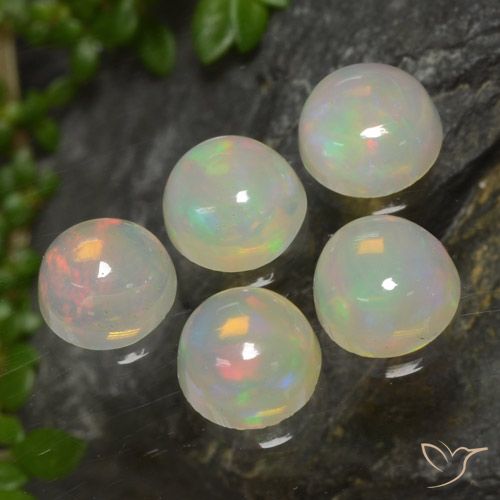 1.92ctw Naturale Multicolore Opale, Rotondo, Traslucido