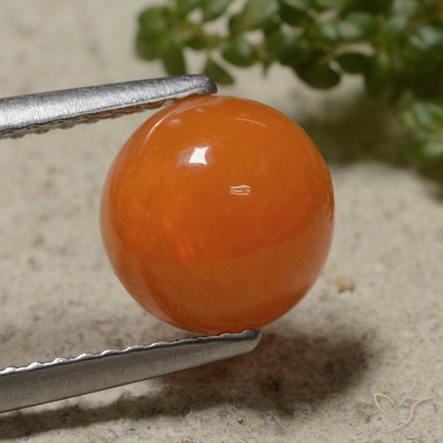 1.41ct Naturale Arancia Fuoco Opale, Rotondo, Traslucido