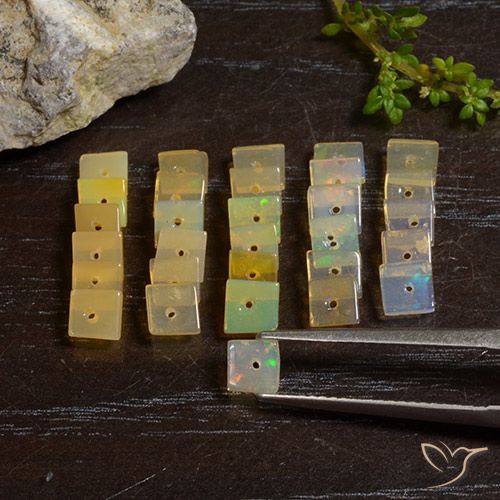 4.58ctw Naturale Multicolore Opale, Quadrato, Traslucido