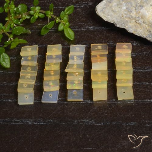 3.98ctw Naturale Multicolore Opale, Quadrato, Trasparente
