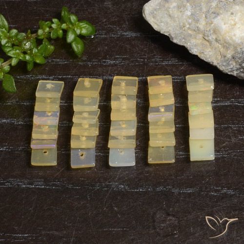 3.90ctw Naturale Multicolore Opale, Quadrato, Trasparente