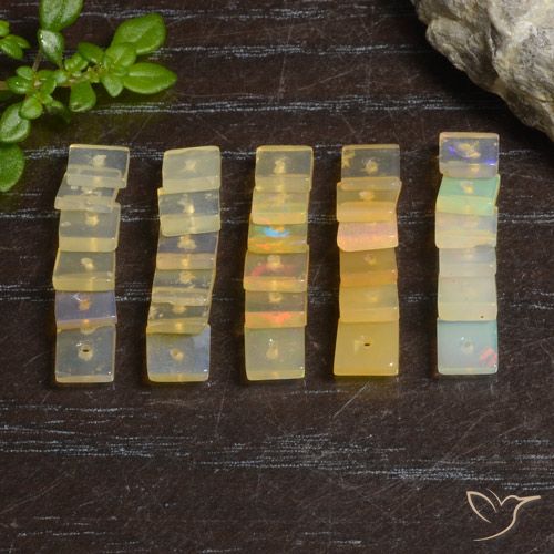 4.61ctw Naturale Multicolore Opale, Quadrato, Trasparente