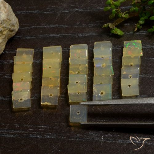 5.96ctw Naturale Multicolore Opale, Quadrato, Trasparente
