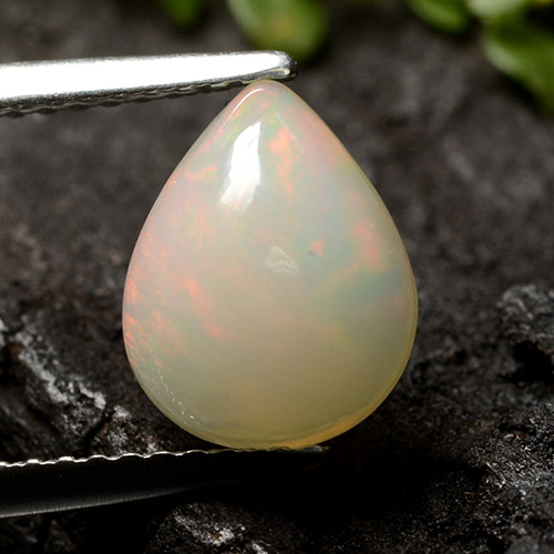 Opale Multicolore Bianco naturale da 1.50 ct, Forma a pera, Traslucido