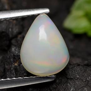 Opale multicolore bianco naturale da 1,14 ct, taglio a pera, traslucido
